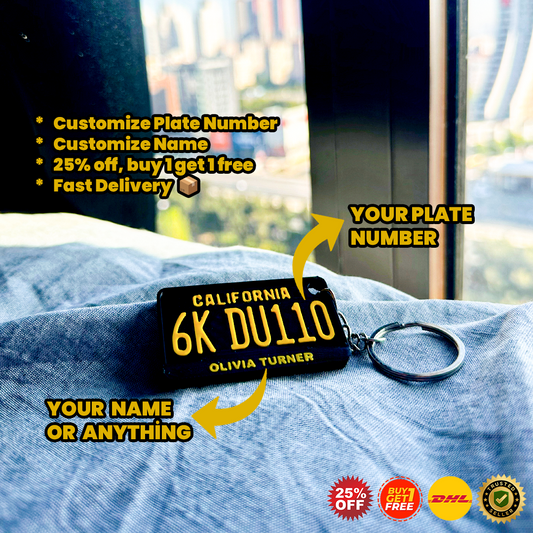 Customize California License Plate Keychain - 2 Pieces - Free Delivery